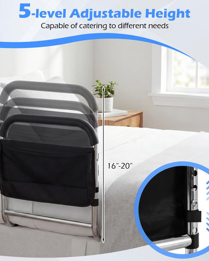 Giantex Elderly Safety Adjustable Height Bed Rail with Storage Pocket