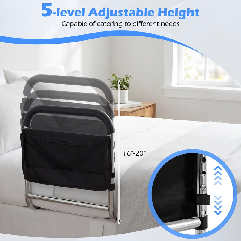 Giantex Elderly Safety Adjustable Height Bed Rail with Storage Pocket
