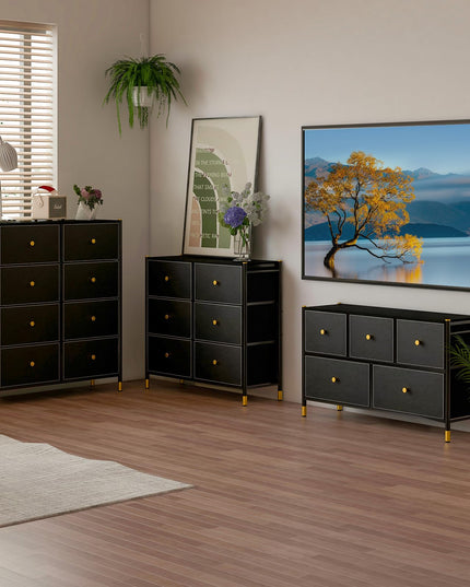 Giantex Dresser for Bedroom with 5 Storage Drawers - Fabric Dresser Tower with Metal Frame, Fabric Bins