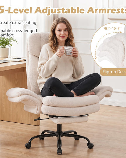 Giantex Criss Cross Legged Office Chair w/Foot Rest & Wheels