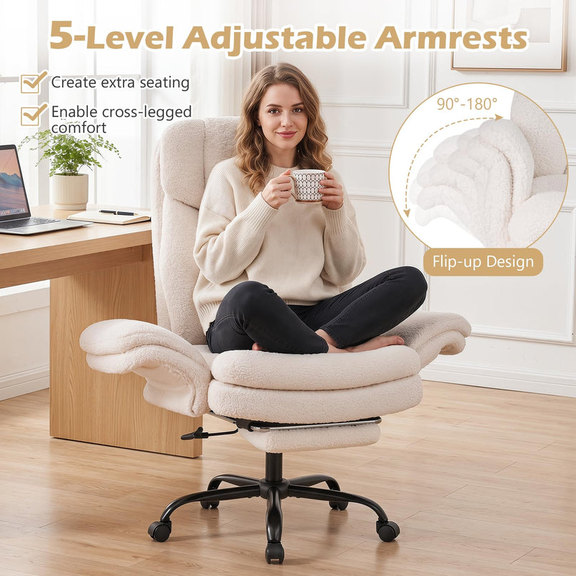 Giantex Criss Cross Legged Office Chair w/Foot Rest & Wheels