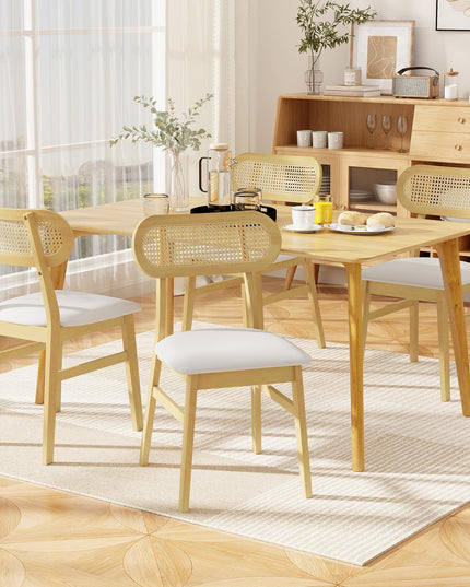 Giantex PVC Leather Upholstered Kitchen Chairs w/Breathable Mesh Cane Backrest