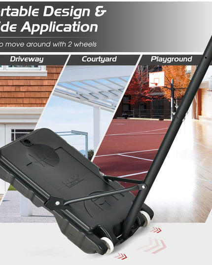Giantex Portable Basketball Hoop, 4.3 FT-8.2 FT Stepless Height Adjustable Basketball Goal System for Kids Teenagers Youth
