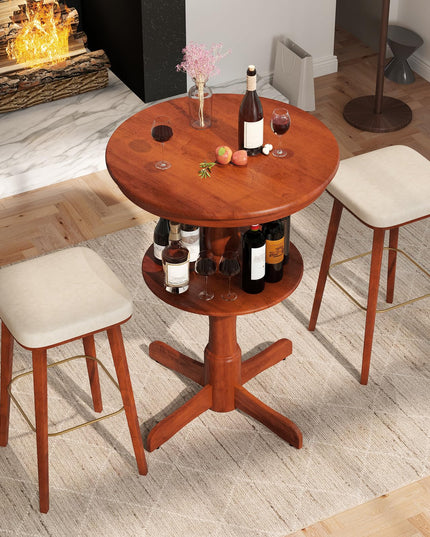 Giantex 2 Tier Tall Round Dining Table with Pedestal Base