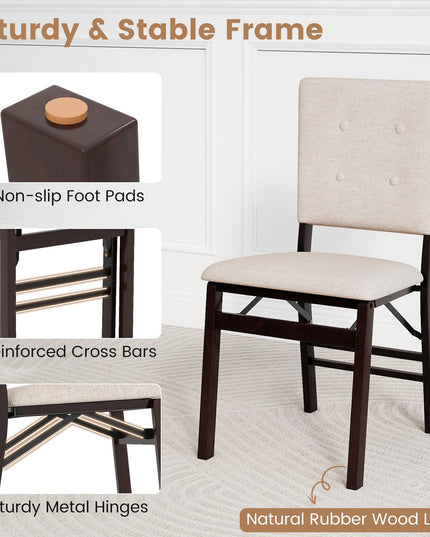 Giantex Folding Dining Chairs Set of 2/4 Armless Kitchen Chair