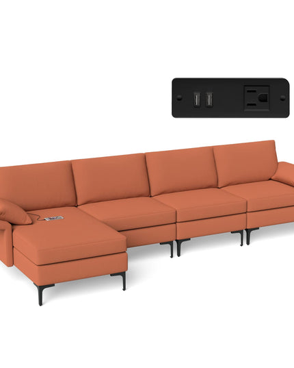 Giantex 130.5" L Convertible Sofa Couch, Sectional Sleeper