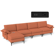 4 Seat Chaise Lounge 1 USB Socket / Red