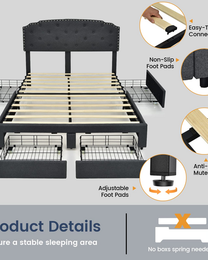 Giantex Upholstered Platform Bed Frame