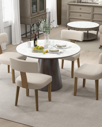 Giantex Upholstered Dining Chairs Set, Mid Century Modern Kitchen Chairs w/Curved Backrest & Rubber Wood Legs