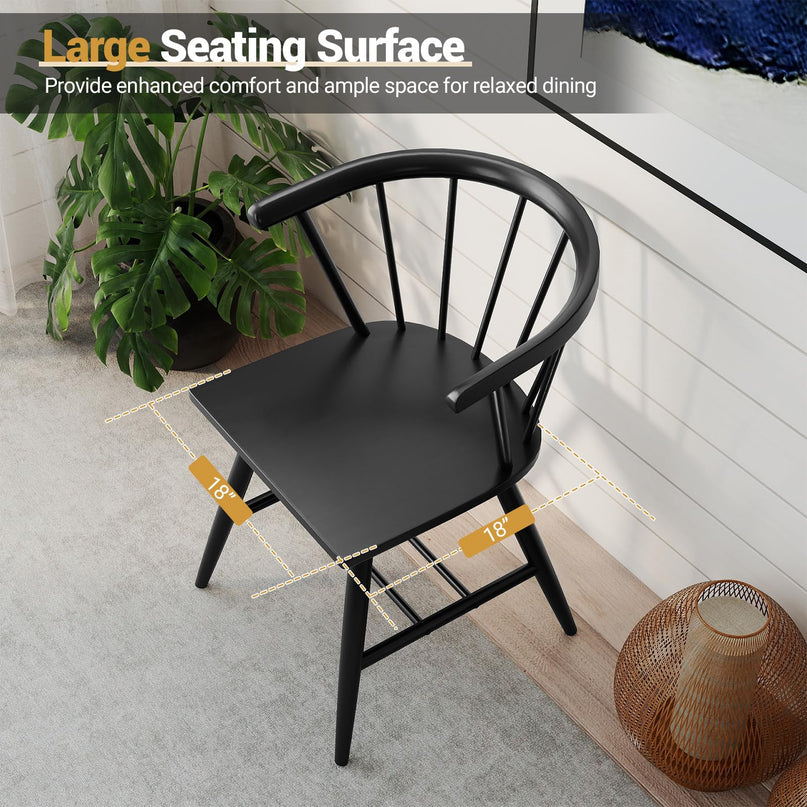 Giantex Windsor Dining Chairs Set of 2/4 w/Solid Rubber Wood Frame