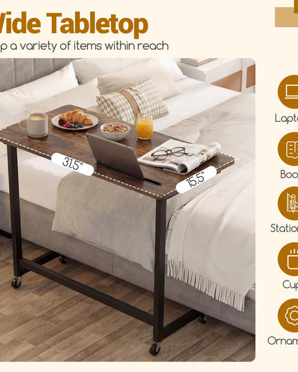 Giantex Mobile C-Shape Side Table - Rolling Bedside Table w/Tablet Slot ( 1/2 )