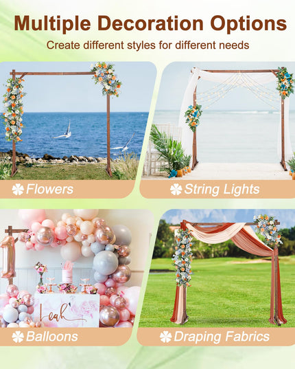 Giantex Wooden Wedding Arch for Ceremony, 7.2 FT Square Solid Wood Arbor for Wedding Backdrop Stand