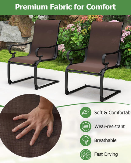 Giantex Patio Dining Chairs Set of 2/4, High Back Outdoor Patio Chairs with Metal C Spring Frame