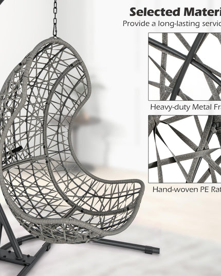 Giantex Egg Chair Outdoor Indoor - Hammock Chair with stand, Pillow, Cushion, Hanging Accessories