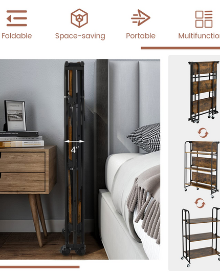 Giantex Foldable Storage Shelves with Wheels