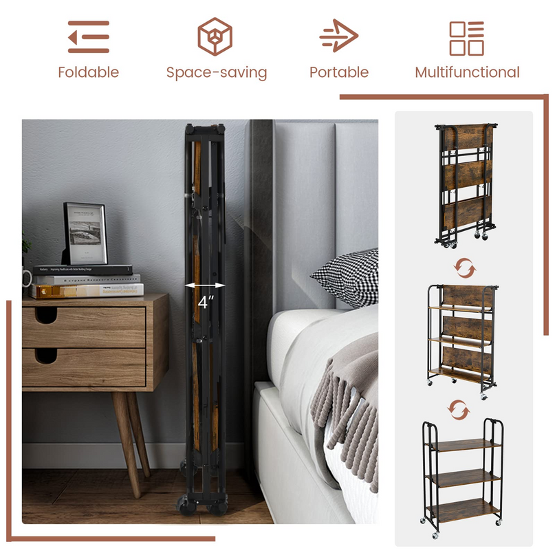 Giantex Foldable Storage Shelves with Wheels