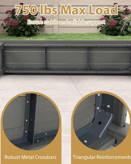 Giantex 55" HDPE Outdoor Bench 2-3 People Weatherproof Backless Patio Garden Benc