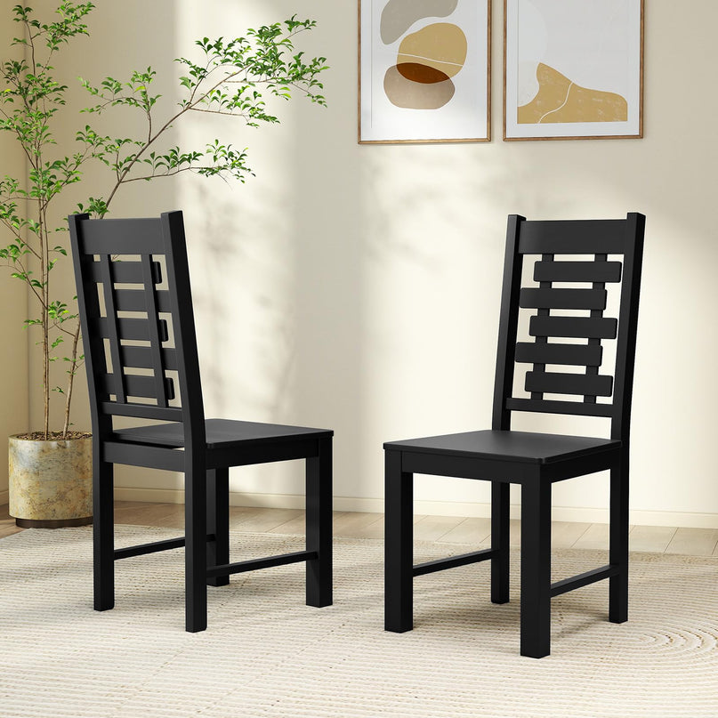 Giantex Wooden Dining Chairs Set of 2/4 with High & Tilted Backrest