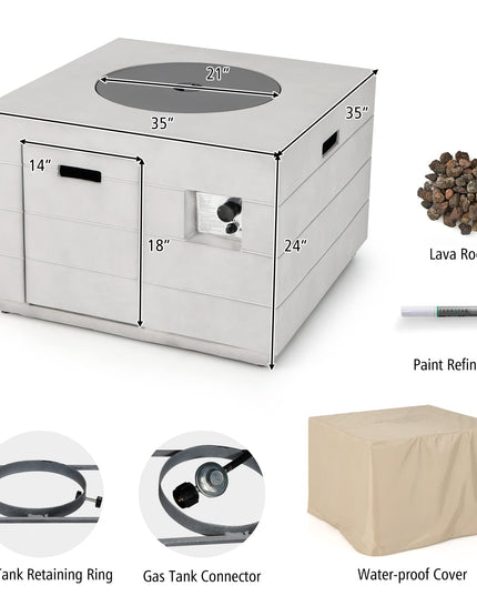 Outside Fire Pit Table - 50,000 BTU Outdoor Square Propane Fire Table