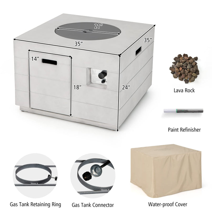 Outside Fire Pit Table - 50,000 BTU Outdoor Square Propane Fire Table