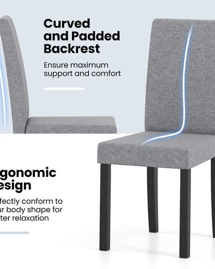Giantex Upholstered Dining Chair Set of 2/4 with Rubber Wood Legs