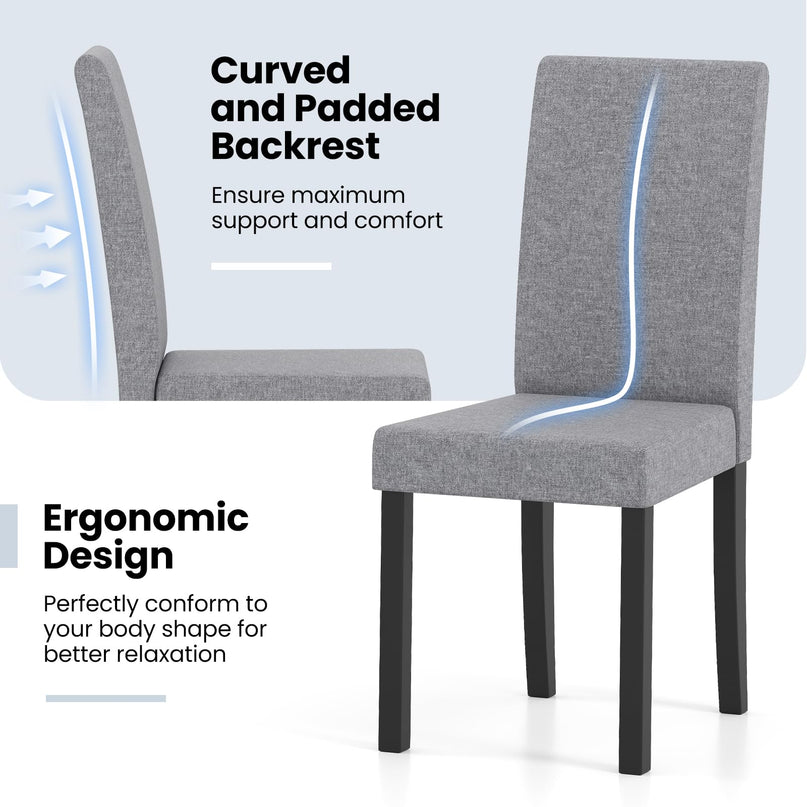 Giantex Upholstered Dining Chair Set of 2/4 with Rubber Wood Legs