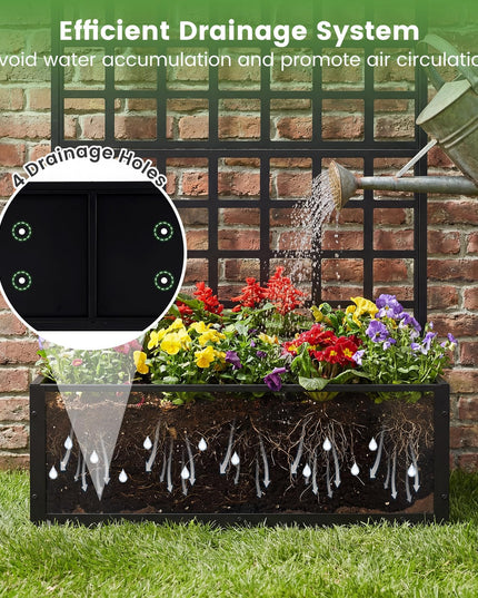 Giantex 36" x 16" x 77" Metal Raised Garden Bed with Trellis