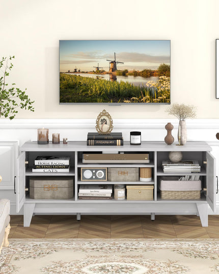 Giantex TV Stand for TVs Up to 65 Inches, 59” Entertainment Center with 2 Barn Door Cabinets, 4 Adjustable Shelves