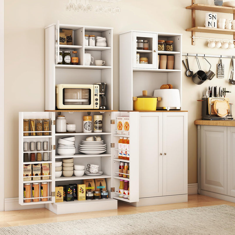 Giantex 67" Tall Pantry Cabinet w/Microwave Countertop