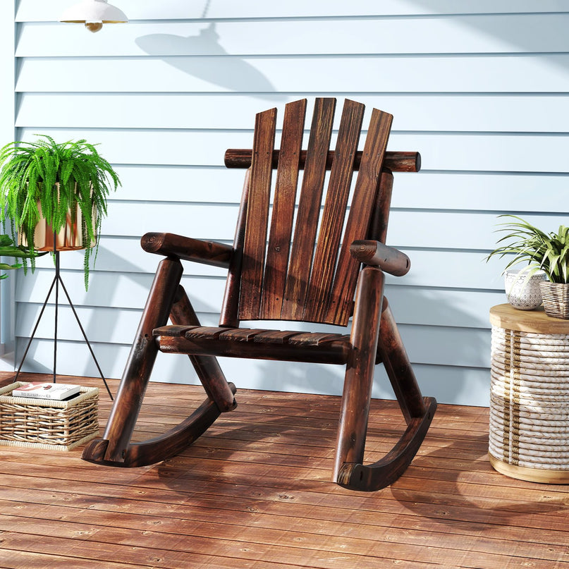 Giantex 1/2 Pcs Outdoor Wooden Rocking Chair(27”x36”x 38”)