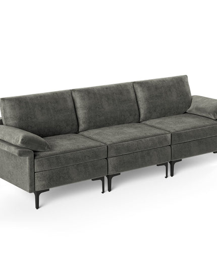 Giantex 3-Seat Sectional Sofa Couch, 100.5" L Convertible Sleeper with USB Port & Outlet