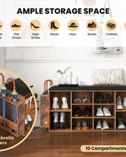 Giantex Entryway Storage Bench with Umbrella Stand