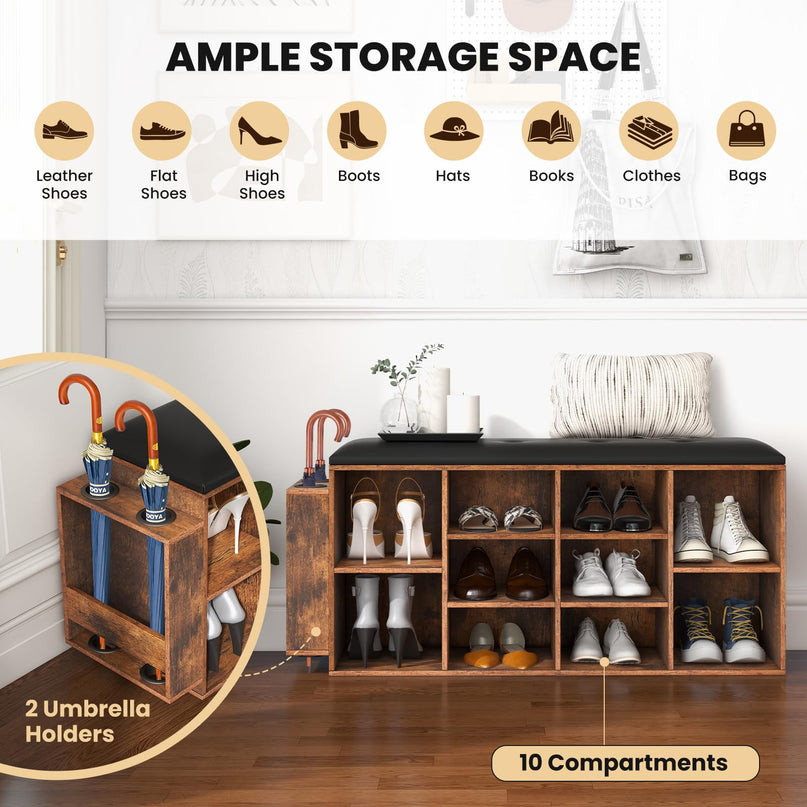Giantex Entryway Storage Bench with Umbrella Stand