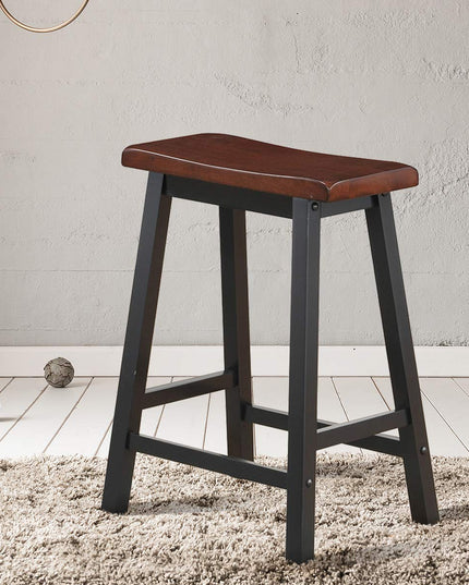 Giantex Set of 2 Saddle Seat Stools, Wood Vintage Counter Height Chairs
