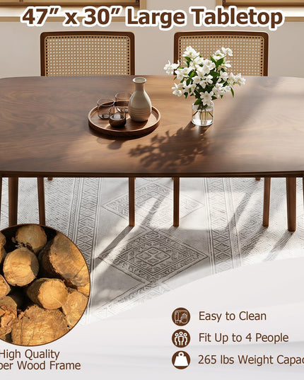 Giantex 47” Kitchen Table with Solid Rubber Wood Frame