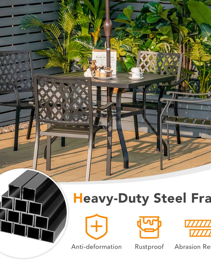 Giantex Patio Dining Table, Outdoor Bistro Table for 4 Person, with Umbrella Pole Hole