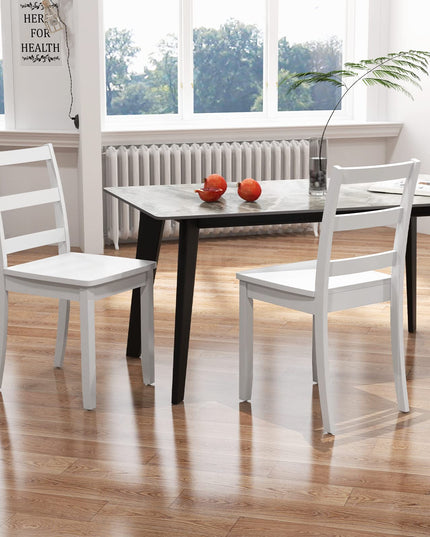 Wood Dining Chairs, White - Giantex