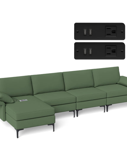 Giantex 130.5" L Convertible Sofa Couch, Sectional Sleeper