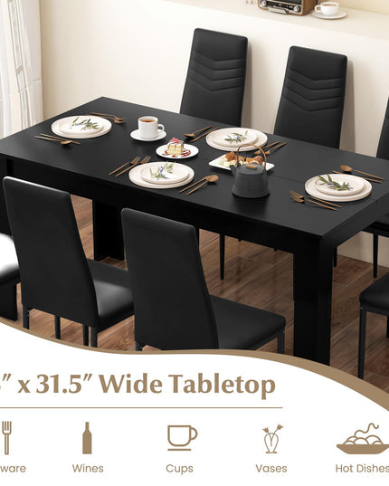 Giantex Dining Table Set for 4 or 8, Modern Rectangular Kitchen Table Set w/ PVC Leather Dining Chairs