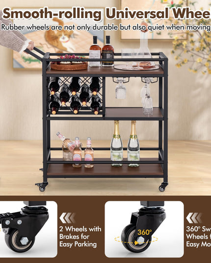 Giantex Bar Cart, 3 Tier Serving Cart for Home