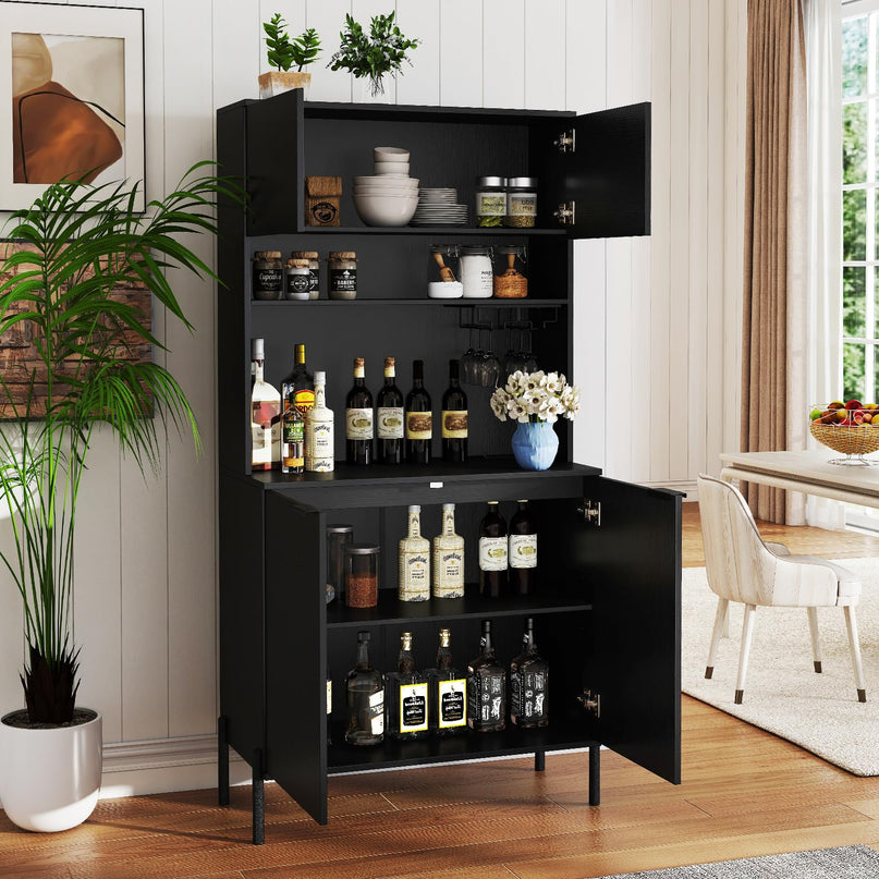 Giantex 64.5" Kitchen Pantry Cabinet with Charging Station