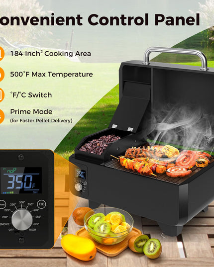 Giantex Pellet Grill and Smoker - Portable Tabletop Wood Pellet Smoker with Temperature Control