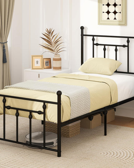 Giantex Twin Bed Frames with Headboard and Footboard, Victorian Style Twin Platform Bed