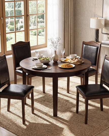 Giantex Wooden Dining Chairs Set of 2/4 | Faux Leather Padded Seat & Back