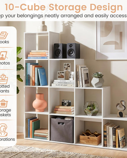 Giantex 51" Wooden 10-Cube Stepped Bookcase for Living Room