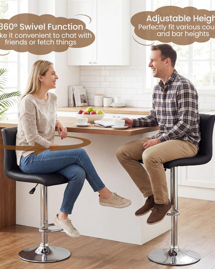 Giantex Modern Bar Stools | Adjustable Swivel Bar Chairs with Back and Footrest (2/4)