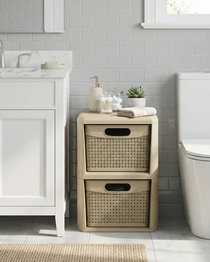 Giantex 2-Drawer Plastic Wicker Storage Organizer (1/2)
