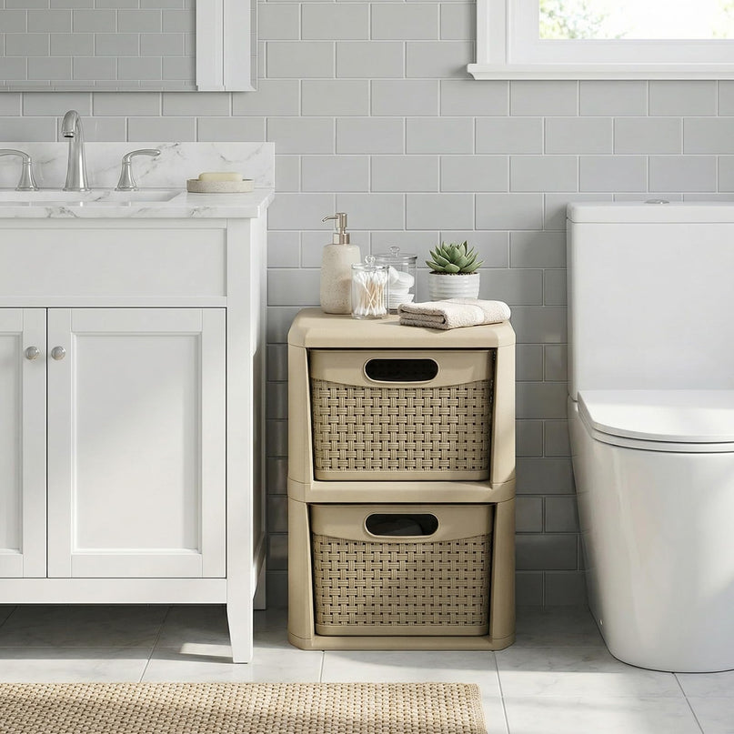 Giantex 2-Drawer Plastic Wicker Storage Organizer (1/2)