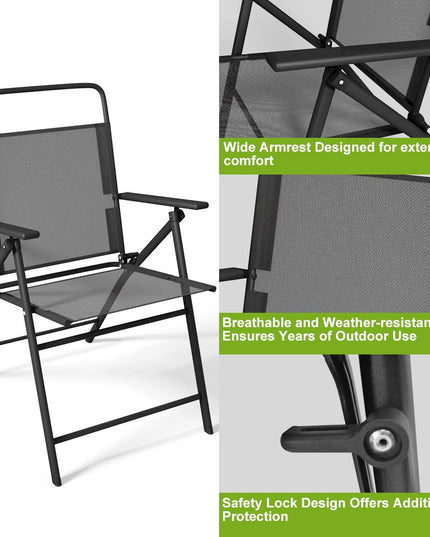 Giantex 6 Pieces Patio Folding Chairs, Outdoor Patio Chairs with Rustproof Metal Frame
