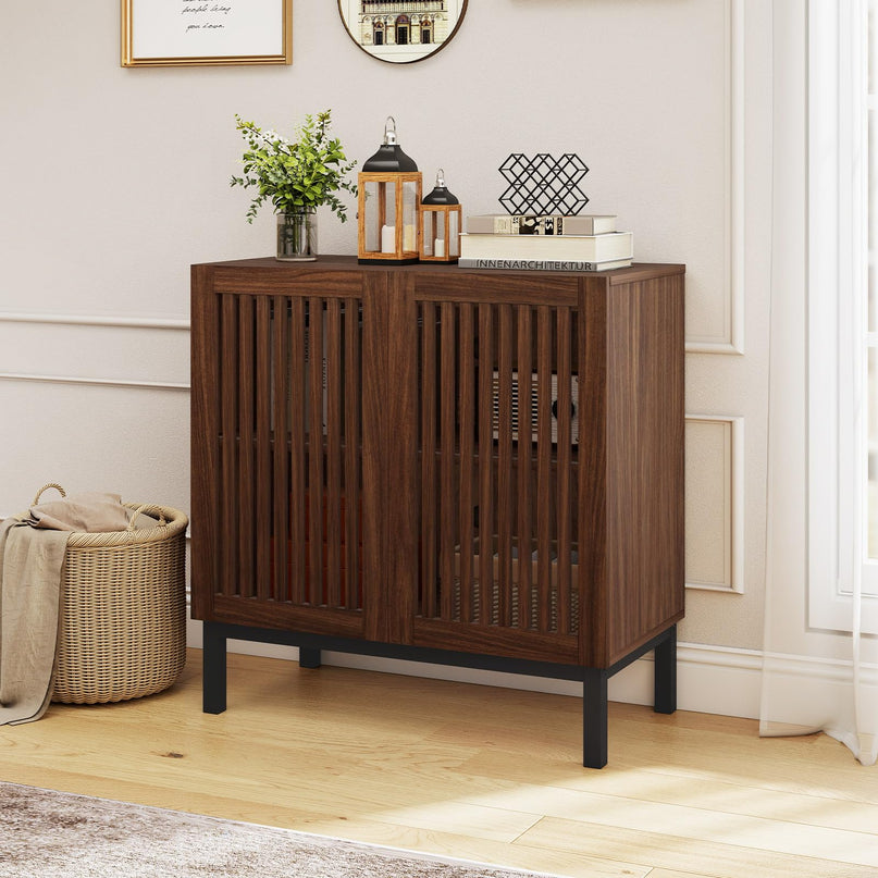 Buffet de cuisine bahut de ferme Giantex de 81 cm avec portes à lattes